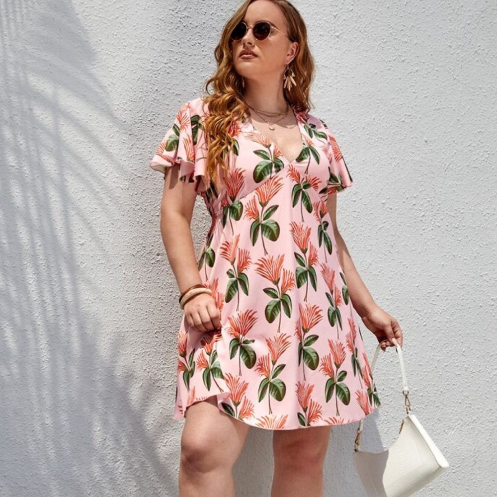 2x shein mini blunge neckline floral sundress
